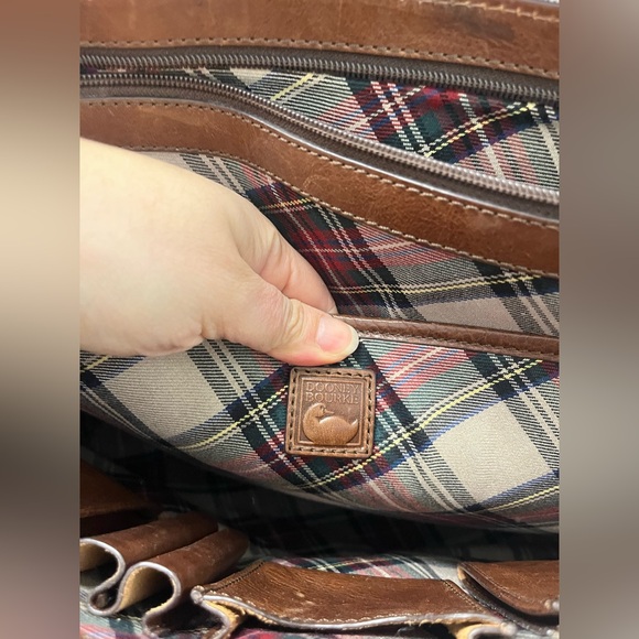 Dooney & Bourke BROWN LEATHER TRIM CANVAS FLAP SHOULDER BAG LAPTOP BRIEFCASE - Picture 9 of 9